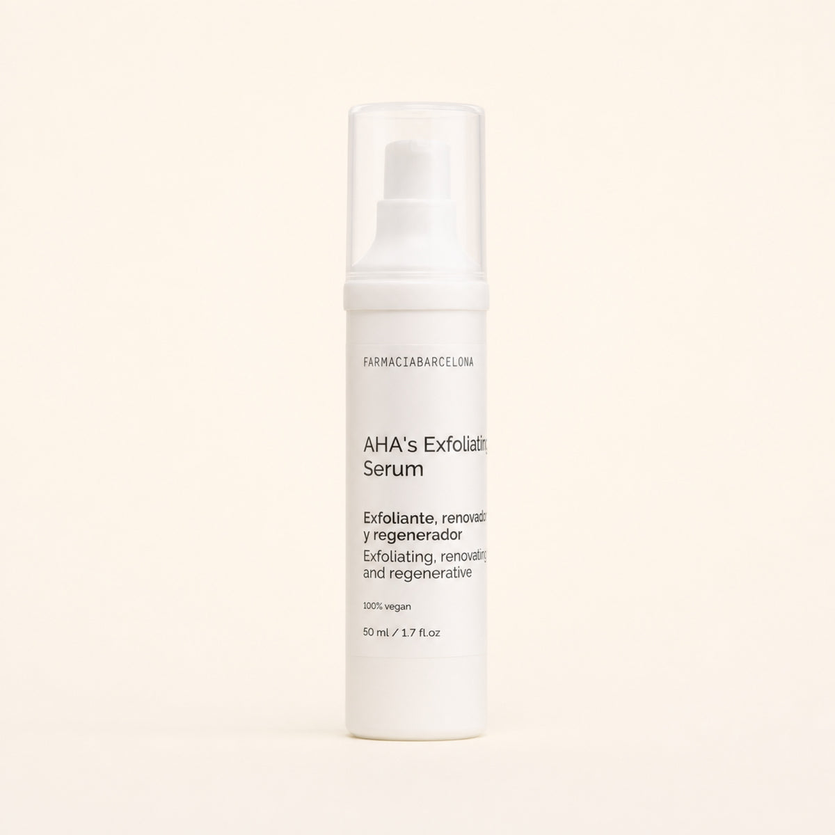 AHA's Exfoliating Serum 50 ml. Vista frontal del producto.