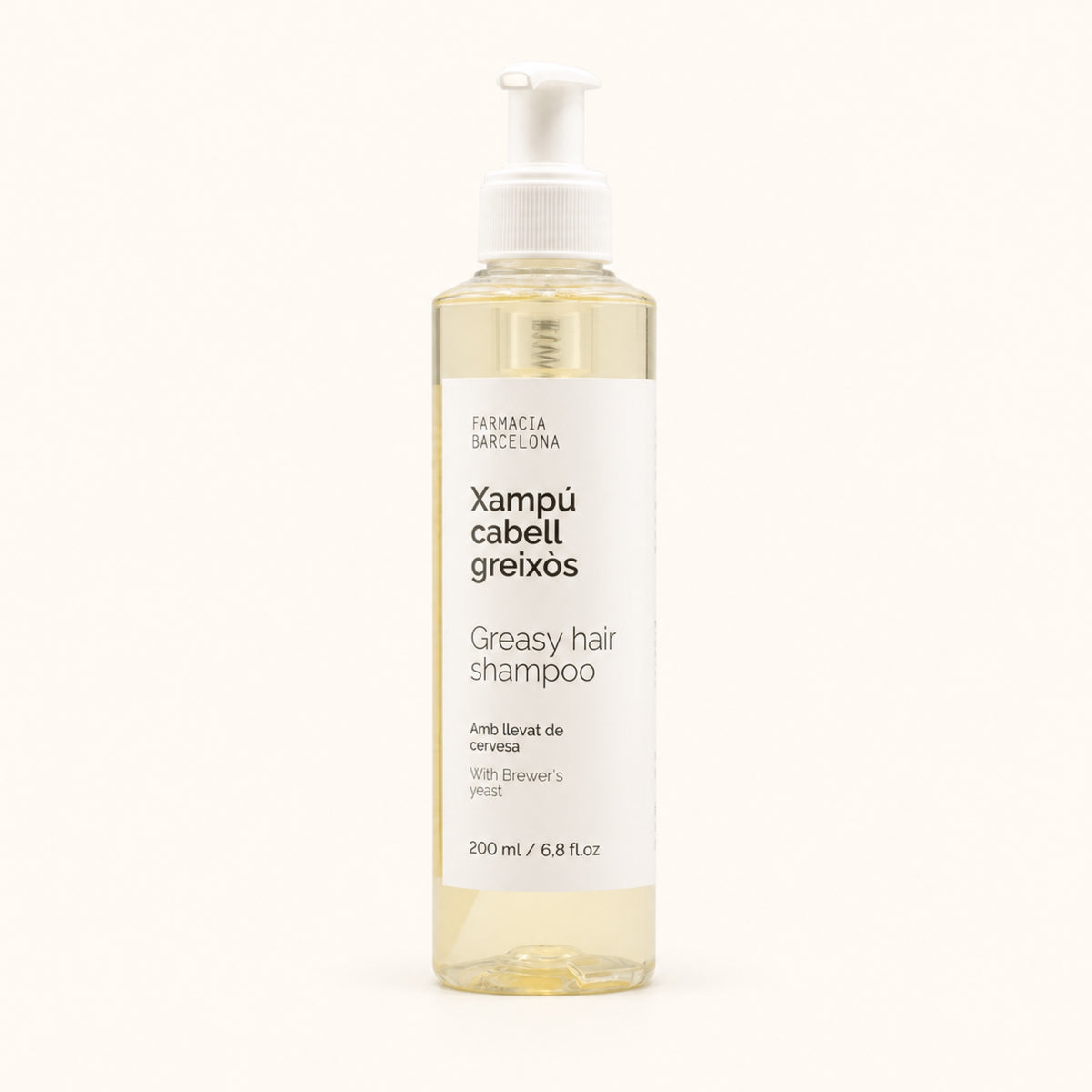 Champú cabellos grasos 200 ml. Vista frontal del producto.