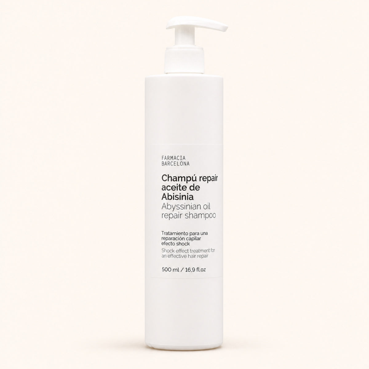 Champú Repair Abisinia 500 ml. Vista frontal del producto.