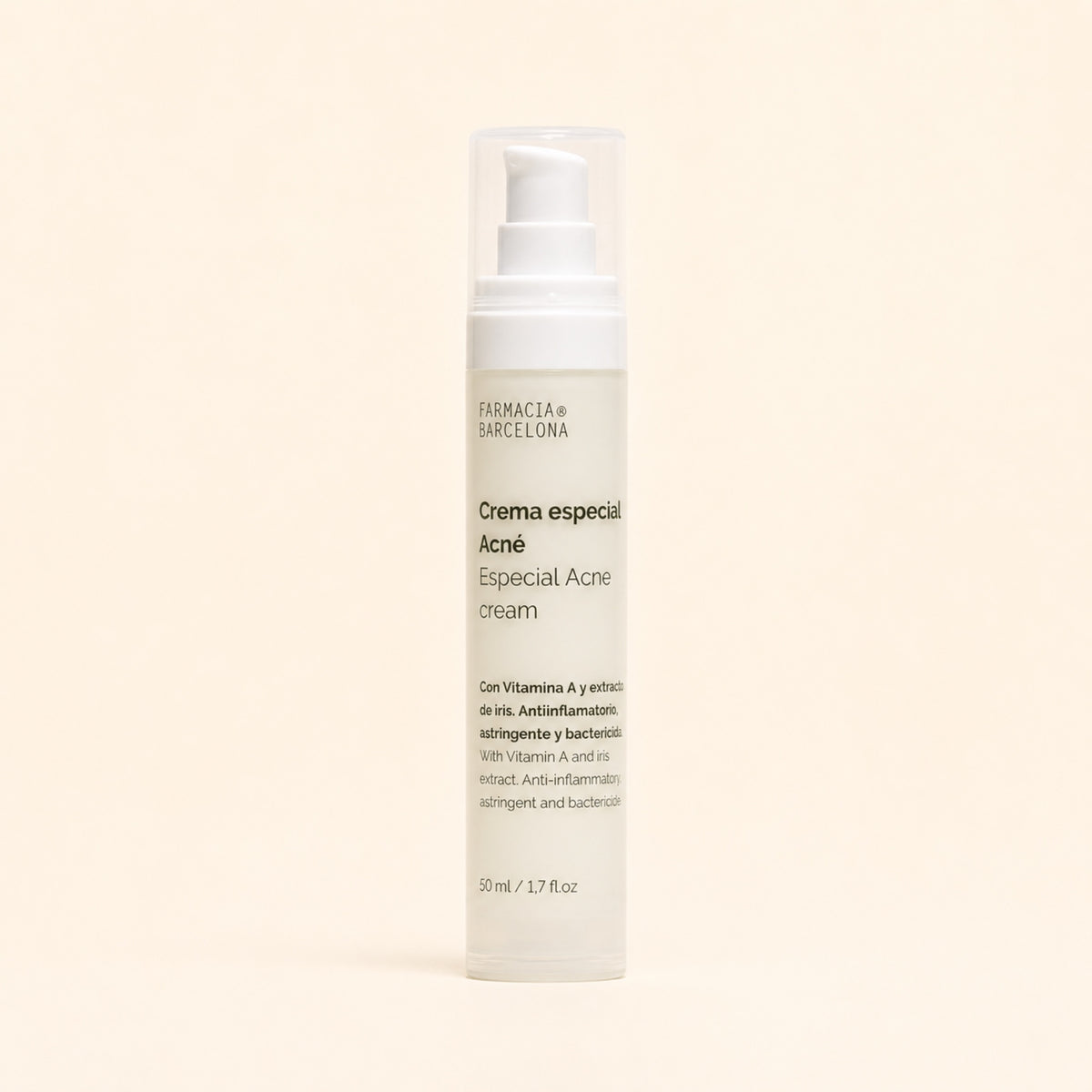 Crema Especial Acné 50 ml. Vista frontal del producto.