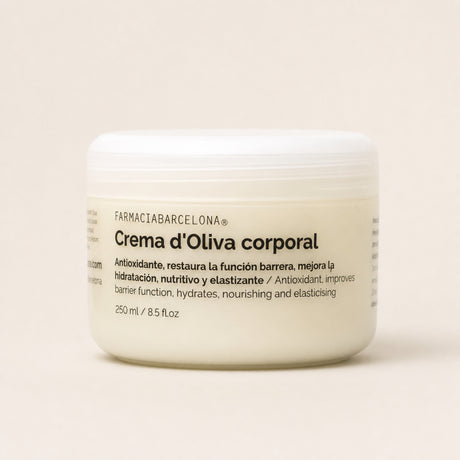 Crema Corporal Oliva 250 ml. Vista frontal del producto.