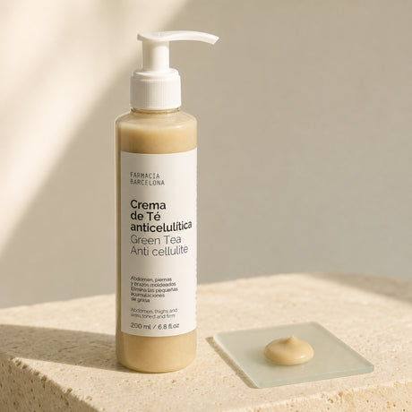 Crema Té Anticelulítica 200 ml. Detalle de apertura y textura del producto.