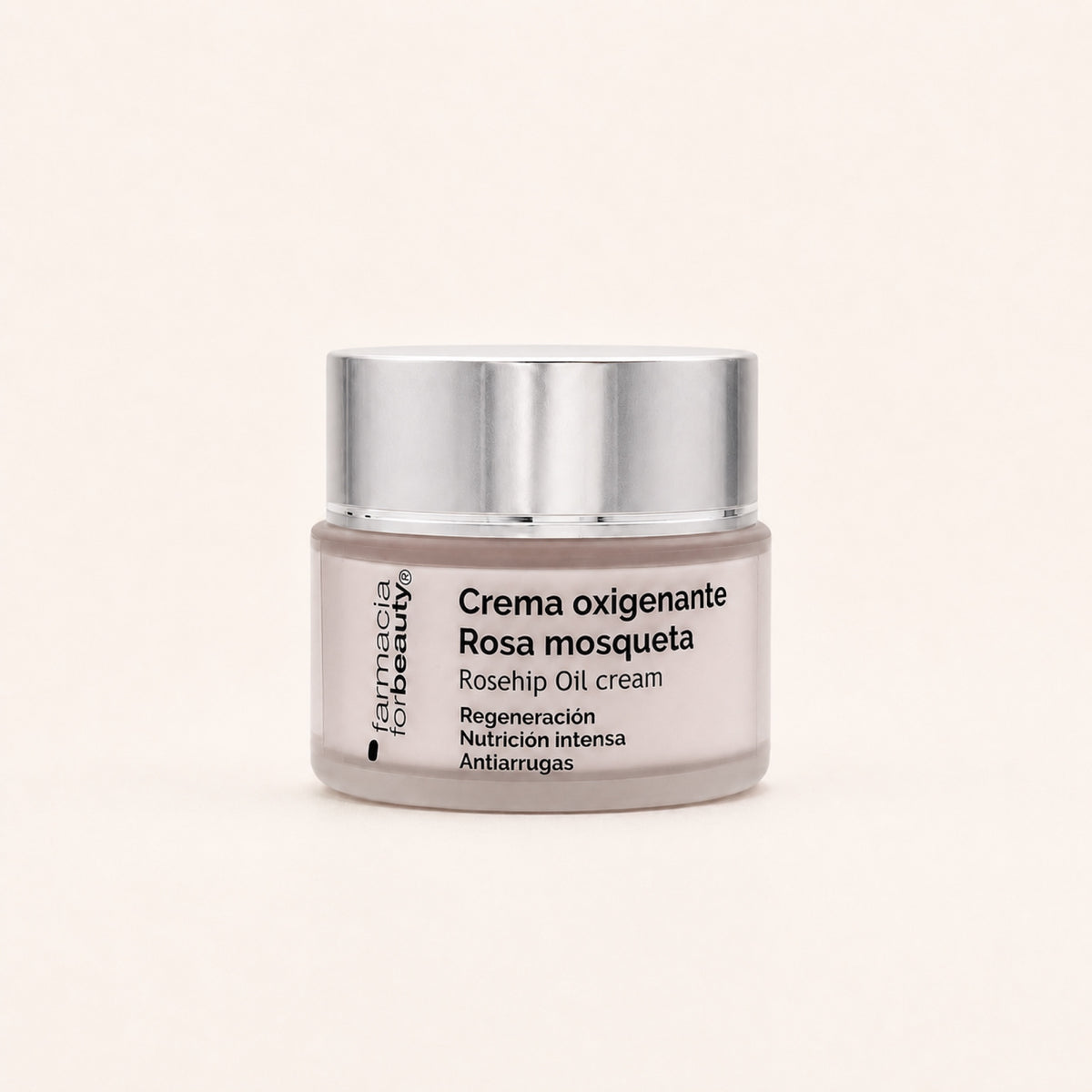 Crema Oxigenante Rosa Mosqueta 50 ml. Vista frontal del producto.