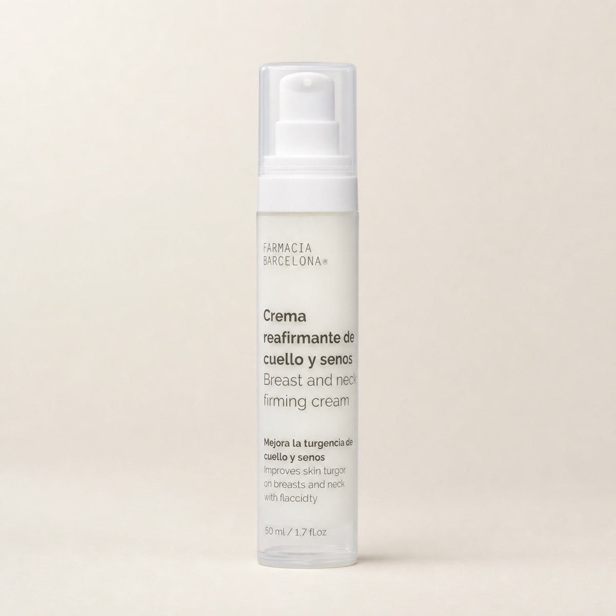 Crema Reafirmante Pecho y Cuello 50 ml. Vista frontal del producto.