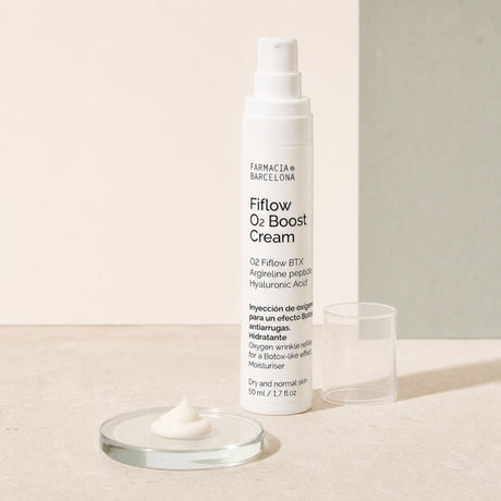 Fiflow O2 Boost Cream 50 ml. Detalle de apertura y textura del producto.