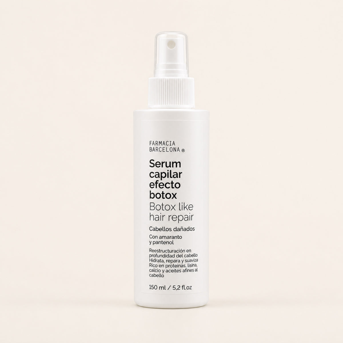 Sérum Capilar Botox 150 ml Spray. Vista frontal del producto.