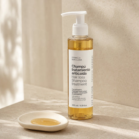 Champú Anticaída 200 ml. Detalle de apertura y textura del producto.