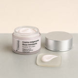 Crema Oxigenante Rosa Mosqueta 50 ml. Detalle de apertura y textura del producto.