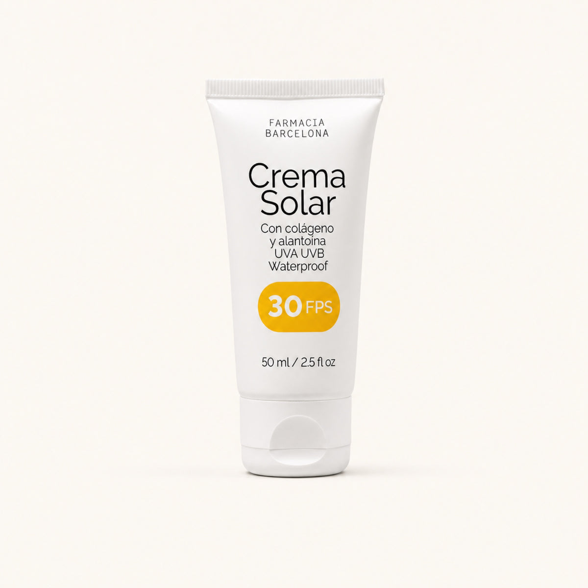 Crema Solar 30 FPS 50 ml. Vista frontal del producto.