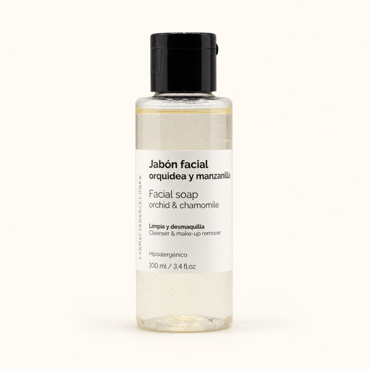 Gel Jabonoso Facial Orquídea. Vista frontal del producto.